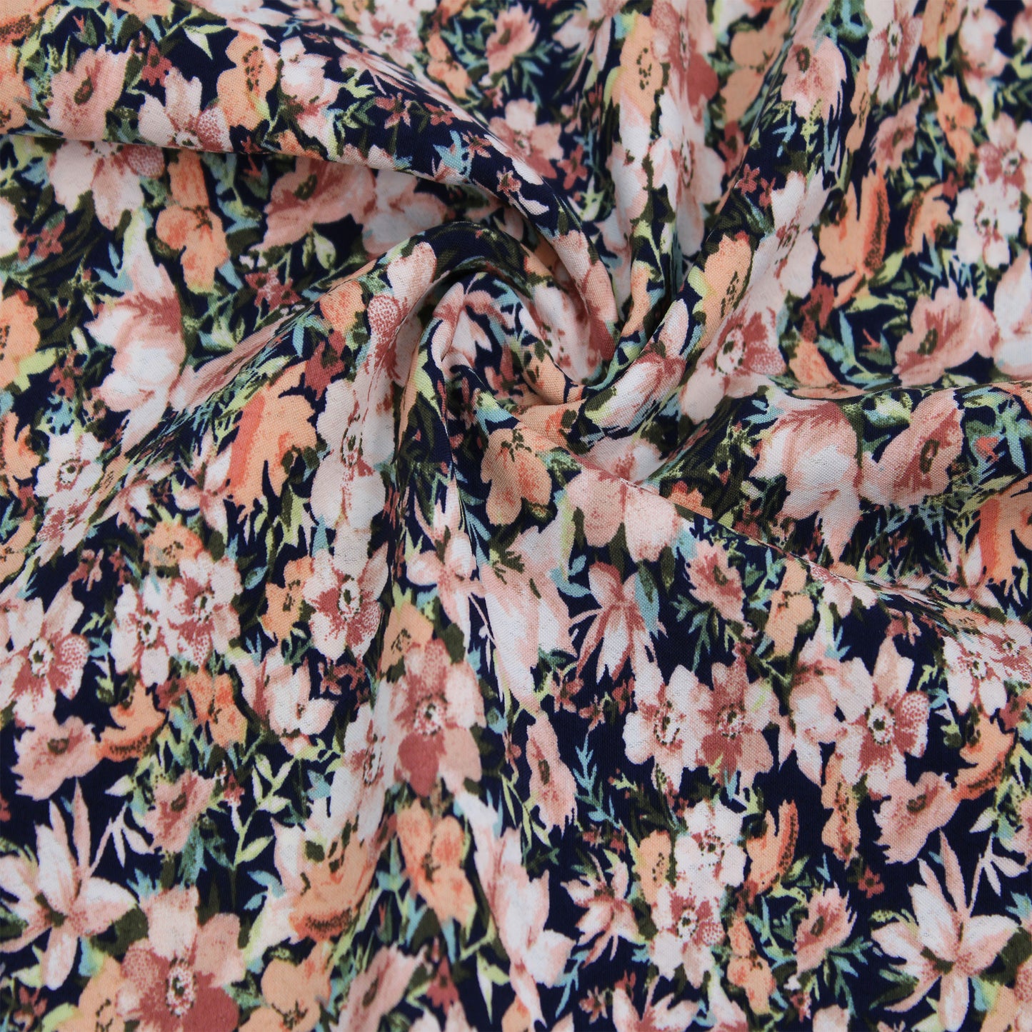 P-2526-754-NAVY-PEACH-LATTE - PRINTED POLY MOROCCAN 100% POLY