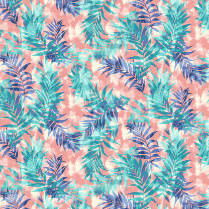 P-2531-504-CORAL-TURQUOISE - PRINTED WOOL DOBBY 100% POLYESTER