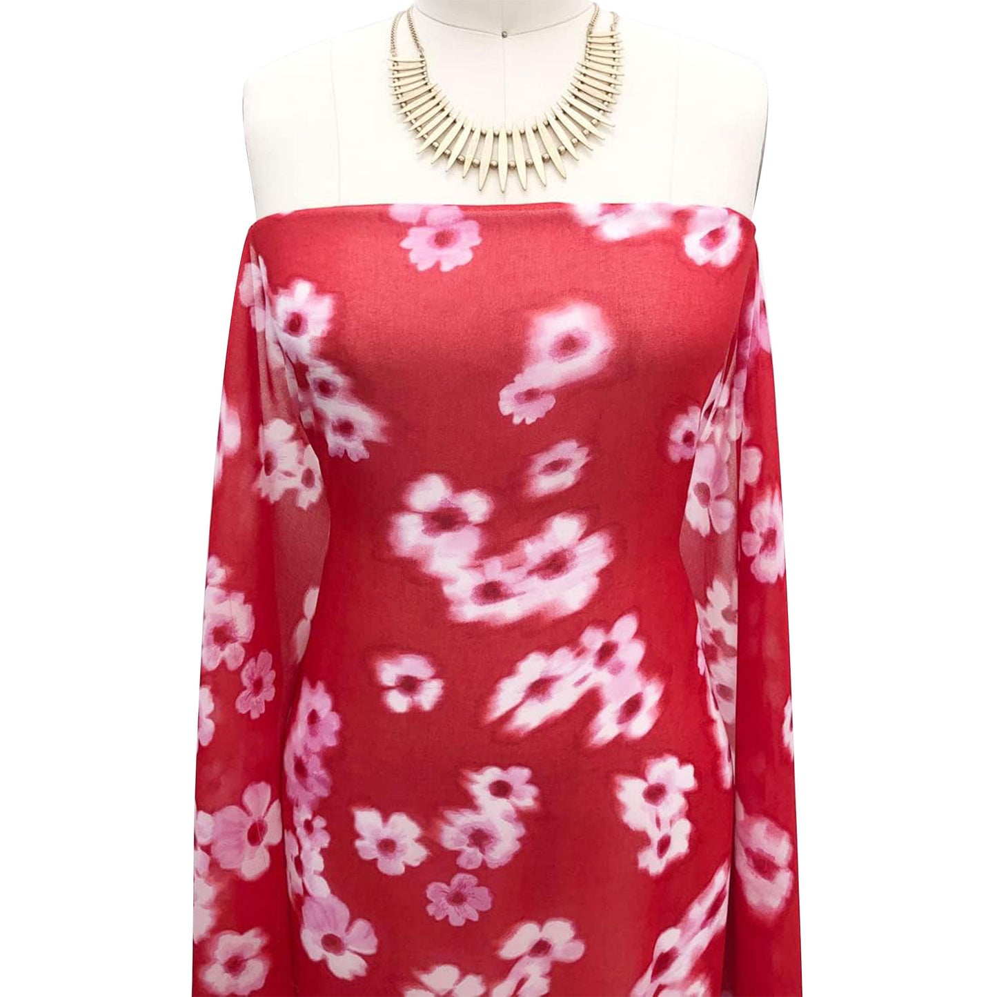 P-2539-501-RED-PINK - PRINTED 100% POLYESTER HI MULTI CHIFFON WASH