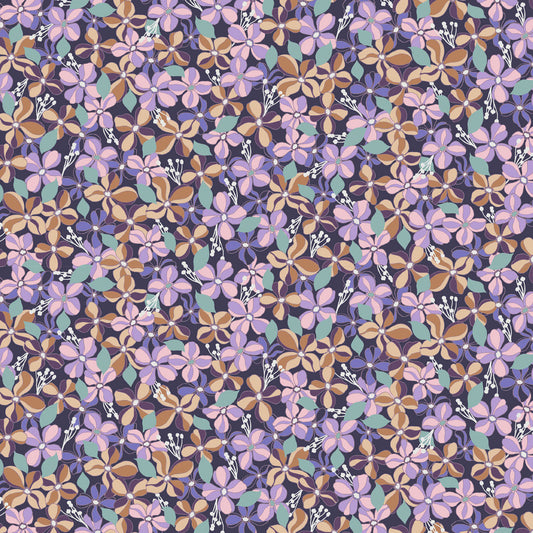 P-2541-754-INDIGO-PURPLE-LILAC - PRINTED POLY MOROCCAN 100% POLY