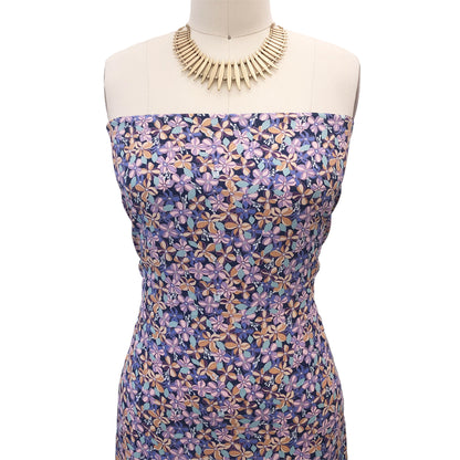 P-2541-754-INDIGO-PURPLE-LILAC - PRINTED POLY MOROCCAN 100% POLY