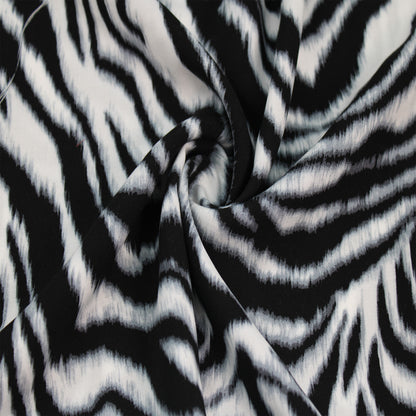 P-2542-698-OFF-WHITE-BLACK - PRINTED RAYON CHALLIS 100% RAYON CHALLIS