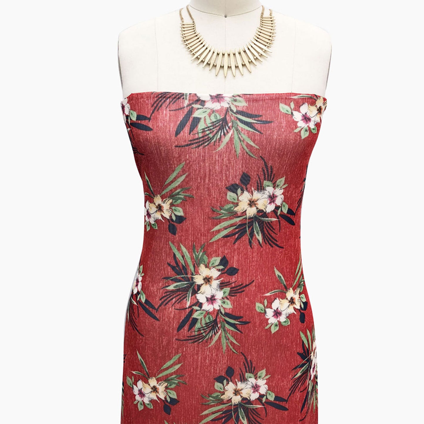 P-2549-453-RED-TANGERINE - PRINTED POLY POWER MESH 92%POLY 8%SPANDEX