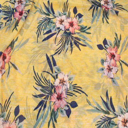 P-2549-453-SUNNY-GOLD-CORAL - PRINTED POLY POWER MESH 92%POLY 8%SPANDEX