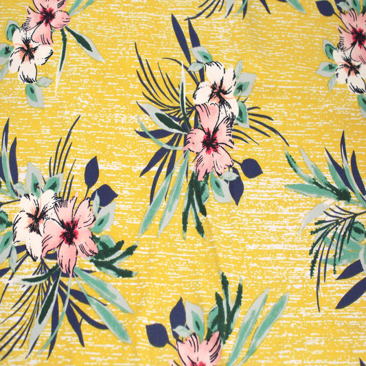 P-2549-668-SUNNY-GOLD-CORAL - PRINTED DTY 92% POLY 8% SPANDEX DTY DOUBLE SIDED BRUSH
