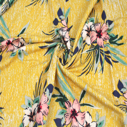 P-2549-668-SUNNY-GOLD-CORAL - PRINTED DTY 92% POLY 8% SPANDEX DTY DOUBLE SIDED BRUSH