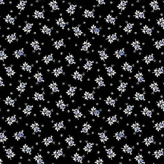 P-2558-636-BLACK-BLUE - PRINTED CREPON 100% RAYON CREPON