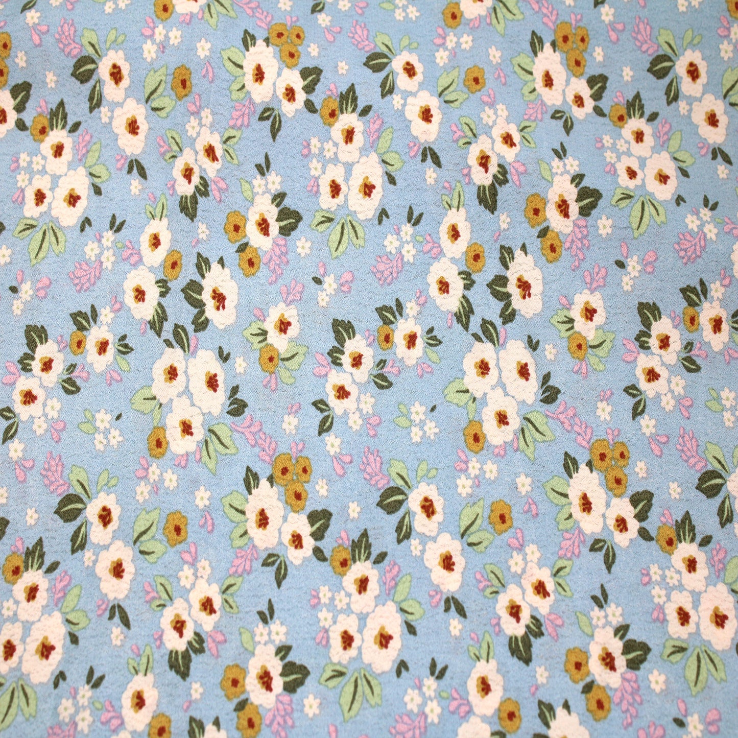 P-2564-754-BLUE-MIMOSA - PRINTED POLY MOROCCAN 100% POLY