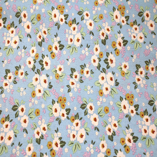 P-2564-754-BLUE-MIMOSA - PRINTED POLY MOROCCAN 100% POLY