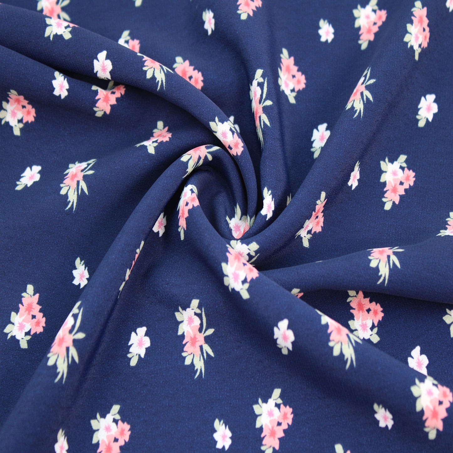 P-2578-754-NAVY-PEACH - PRINTED POLY MOROCCAN 100% POLY