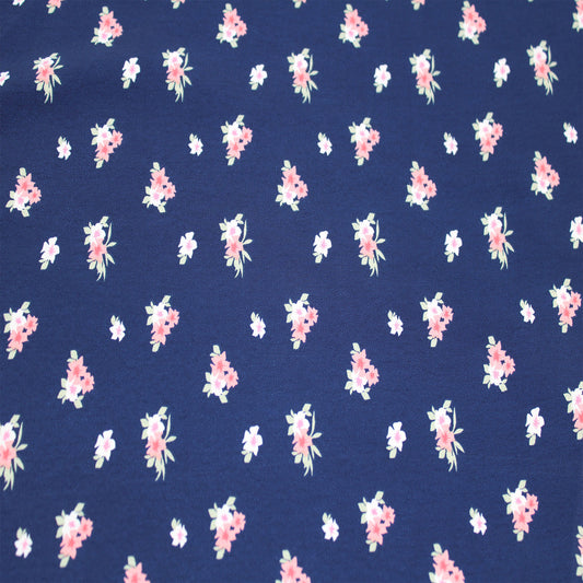 P-2578-754-NAVY-PEACH - PRINTED POLY MOROCCAN 100% POLY