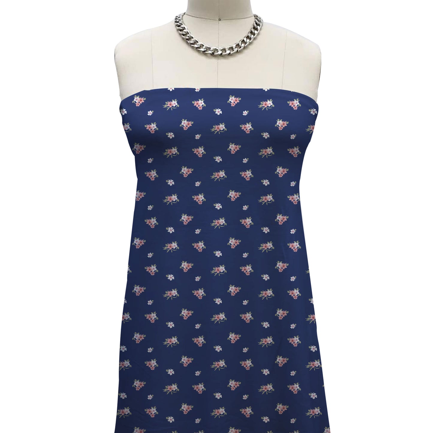 P-2578-754-NAVY-PEACH - PRINTED POLY MOROCCAN 100% POLY