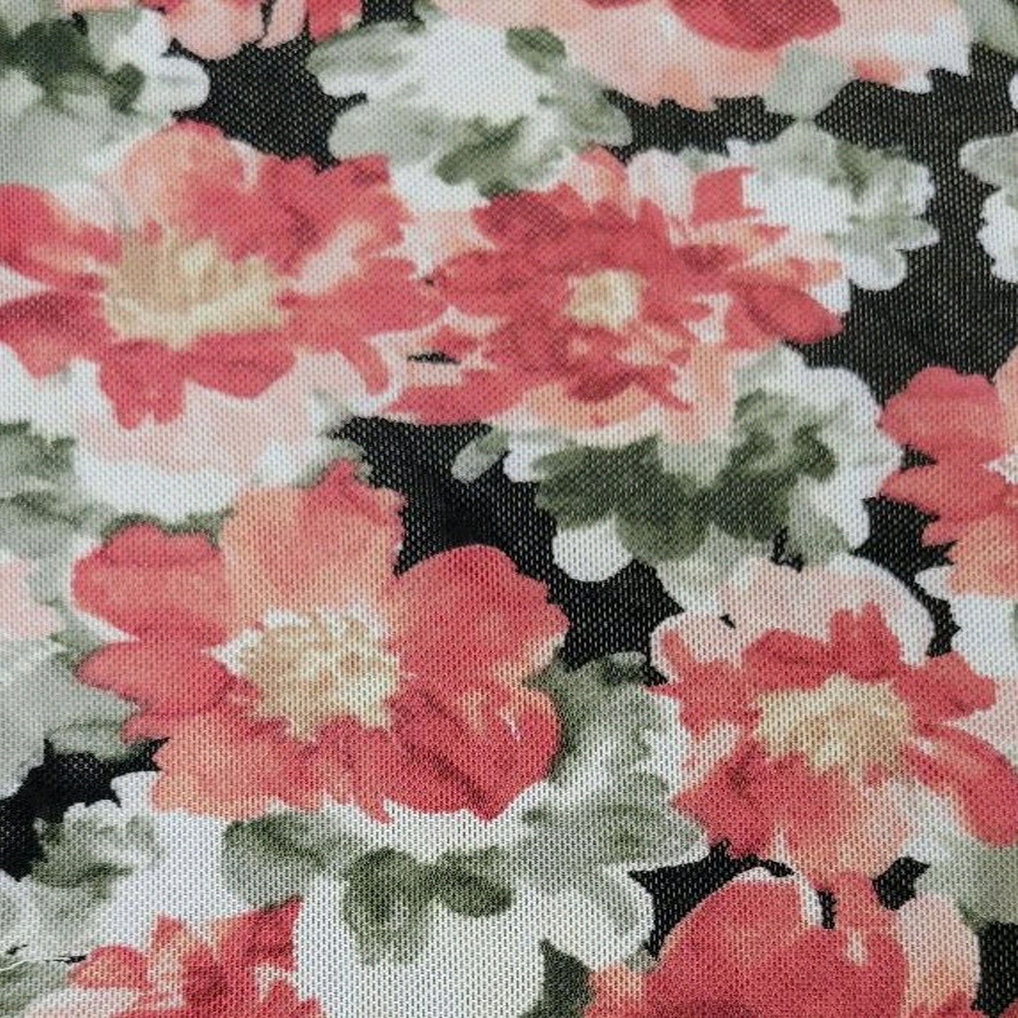P-2580-453-BLACK-CORAL - PRINTED POLY POWER MESH 92%POLY 8%SPANDEX