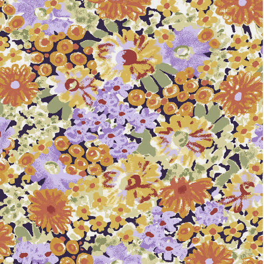 P-2581-754-TANGERINE-LAVENDER - PRINTED POLY MOROCCAN 100% POLY