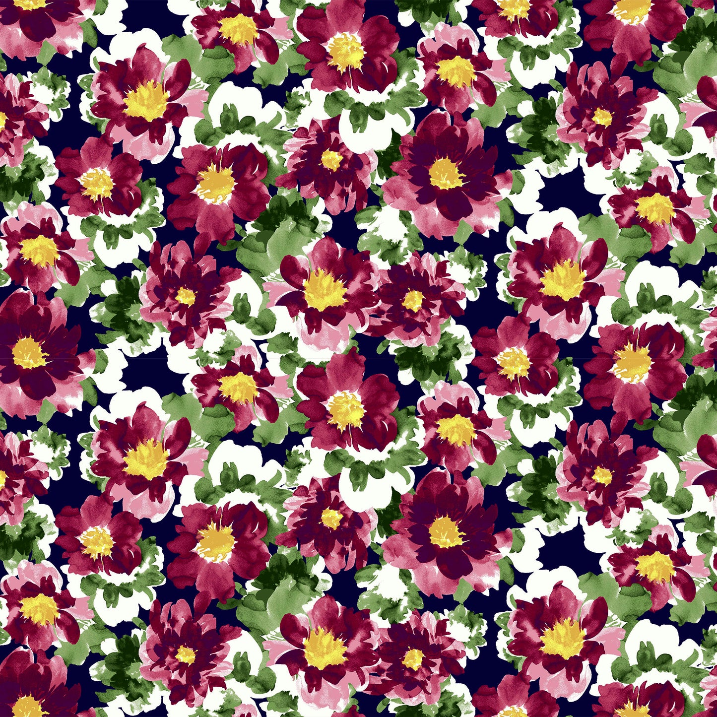 P-2582-636-NAVY-MAGENTA - PRINTED CREPON 100% RAYON CREPON