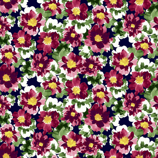 P-2582-636-NAVY-MAGENTA - PRINTED CREPON 100% RAYON CREPON