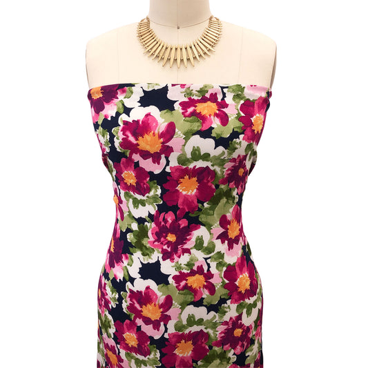 P-2582-636-NAVY-MAGENTA - PRINTED CREPON 100% RAYON CREPON