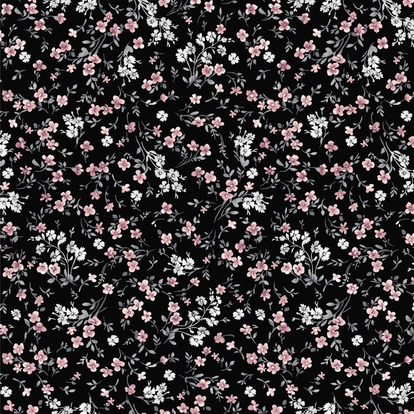 P-2584-636-BLACK-PEACH-BLOSSOM PRINTED CREPON 100% RAYON CREPON