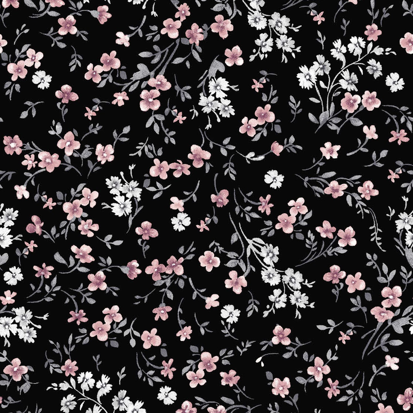 P-2584-754-BLACK-PEACH-BLOSSOM - PRINTED POLY MOROCCAN 100% POLY