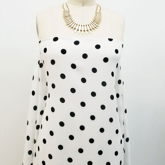 P-259-504-007-OFFWHITE-BLACK - PRINTED WOOL DOBBY 100% POLYESTER