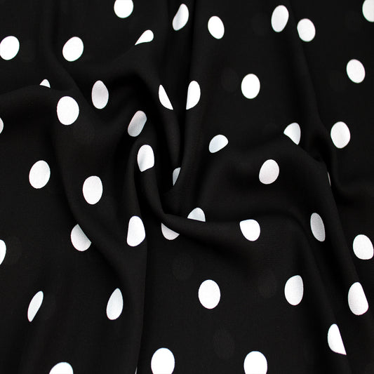 P-259-504-001-BLACK-OFFWHITE - PRINTED WOOL DOBBY 100% POLYESTER