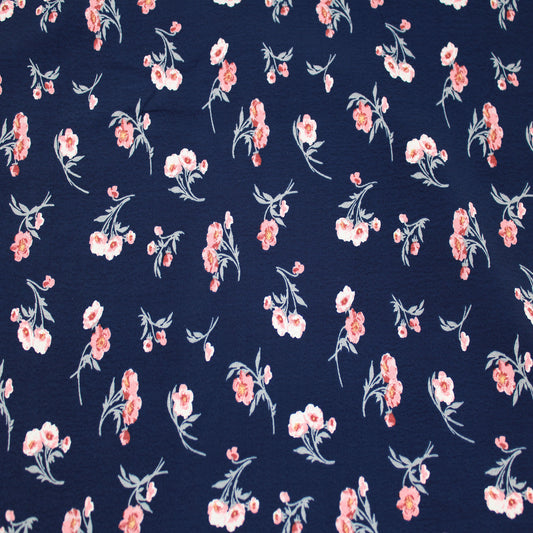 P-2625-754-NAVY-ROSE - PRINTED POLY MOROCCAN 100% POLY