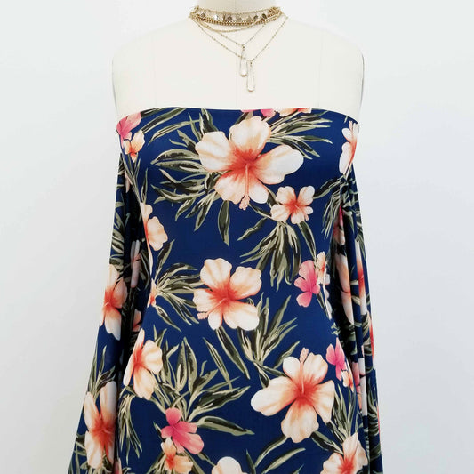 P-263-504-NAVY-TANGERINE - PRINTED WOOL DOBBY 100% POLYESTER