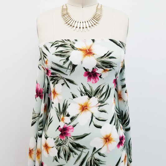 P-263-504-SAGE-ROSE - PRINTED WOOL DOBBY 100% POLYESTER