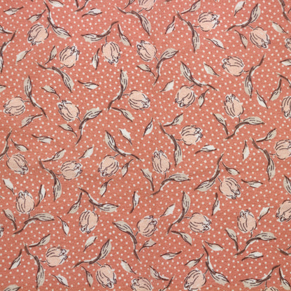 P-2630-754-CORAL-PEACH - PRINTED POLY MOROCCAN 100% POLY