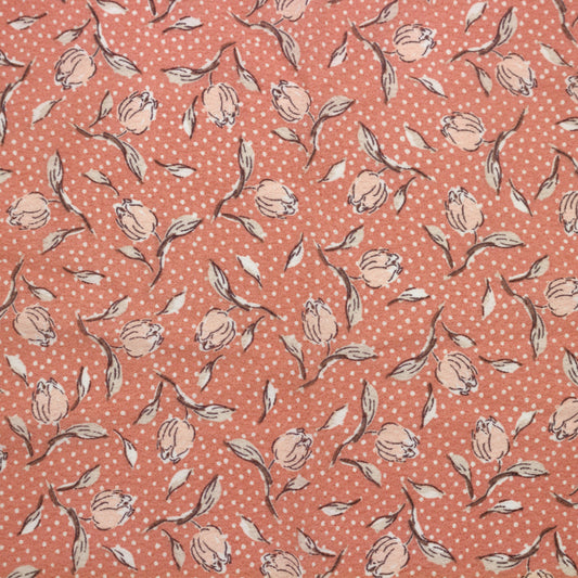 P-2630-754-CORAL-PEACH - PRINTED POLY MOROCCAN 100% POLY