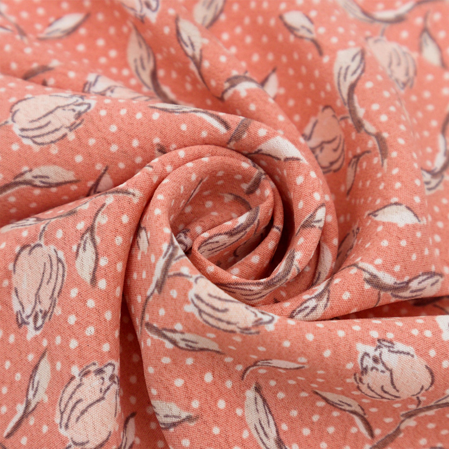 P-2630-754-CORAL-PEACH - PRINTED POLY MOROCCAN 100% POLY