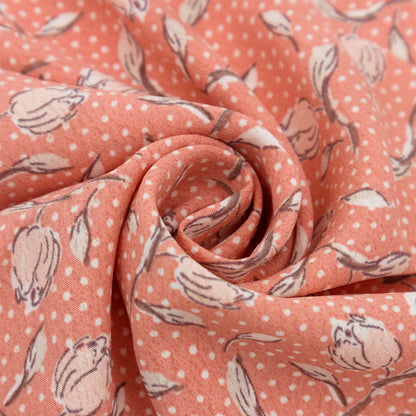 P-2630-754-CORAL-PEACH - PRINTED POLY MOROCCAN 100% POLY
