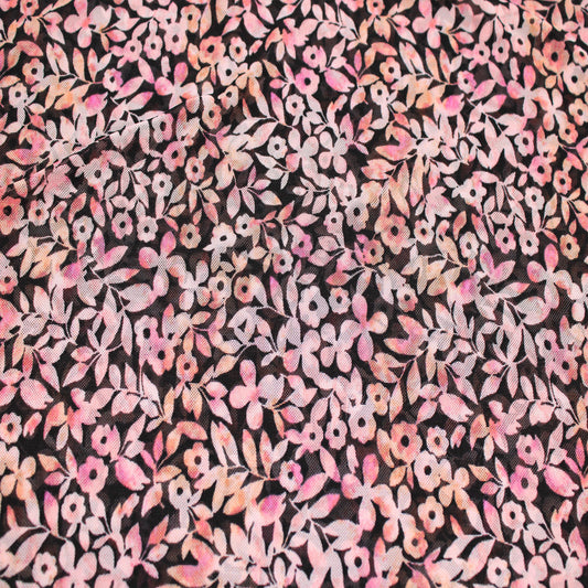 P-2632-453-BLACK-CANTALOUPE - PRINTED POLY POWER MESH 92%POLY 8%SPANDEX