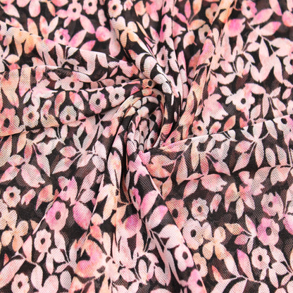 P-2632-453-BLACK-CANTALOUPE - PRINTED POLY POWER MESH 92%POLY 8%SPANDEX