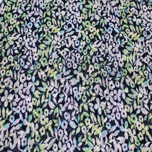 P-2632-453-NAVY-GREEN - PRINTED POLY POWER MESH 92%POLY 8%SPANDEX
