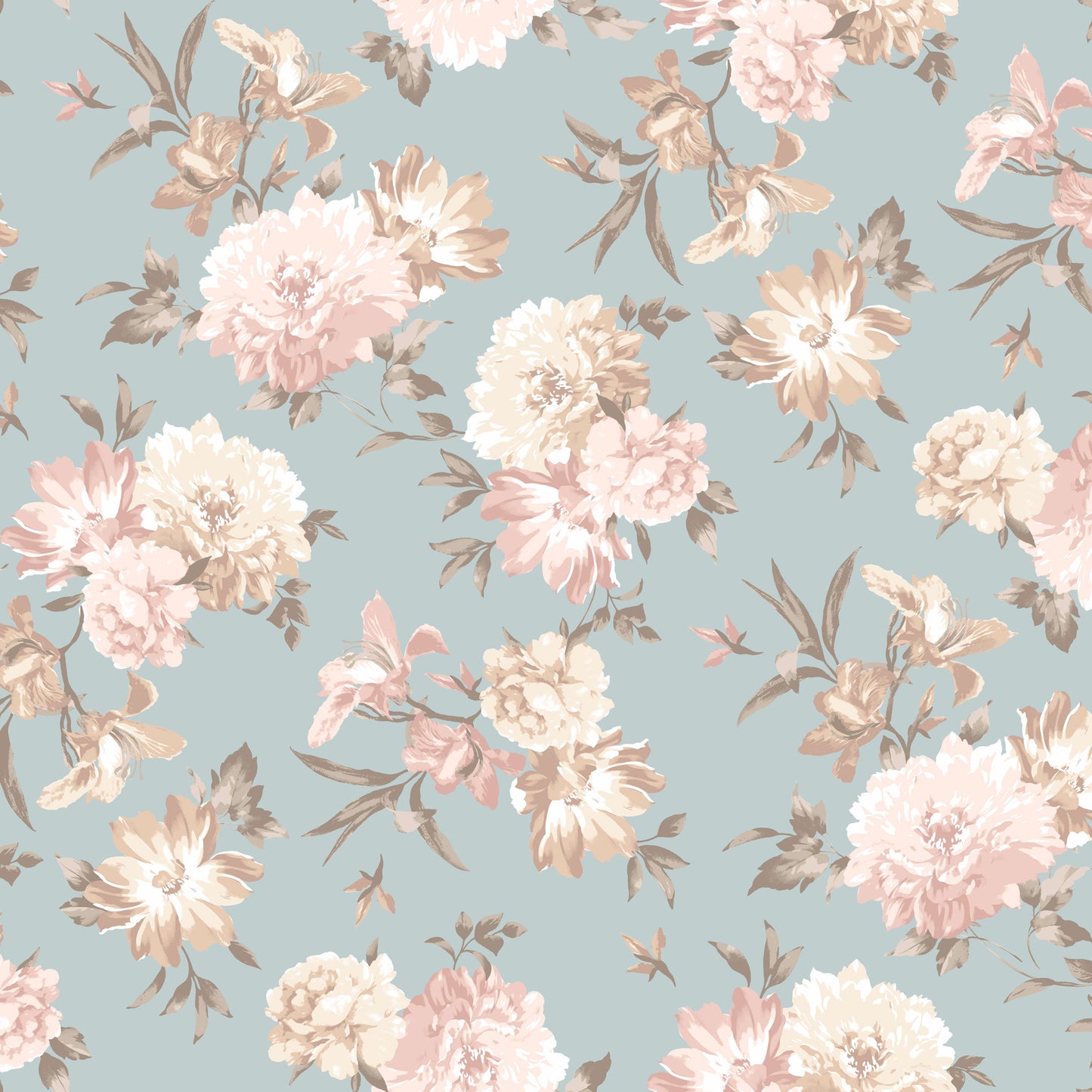 P-2671-754-BLUE-HAZE-BLUSH - PRINTED POLY MOROCCAN 100% POLY