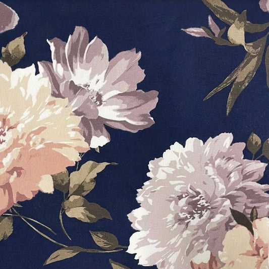 P-2671-754-NAVY-DUSTY-BERRY - PRINTED POLY MOROCCAN 100% POLY