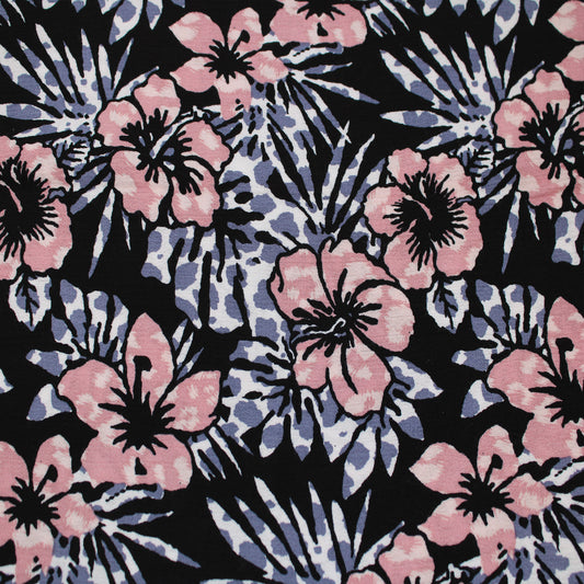 P-2705-636-BLACK-BLUSH PRINTED CREPON 100% RAYON CREPON