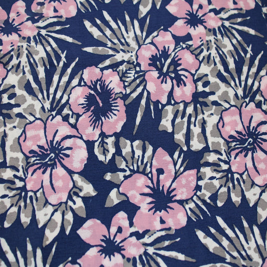 P-2705-636-NAVY-MAUVE PRINTED CREPON 100% RAYON CREPON