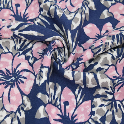 P-2705-636-NAVY-MAUVE PRINTED CREPON 100% RAYON CREPON