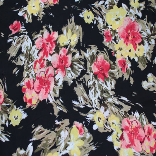 P-2717-504-BLACK-WATERMELON - PRINTED WOOL DOBBY 100% POLYESTER