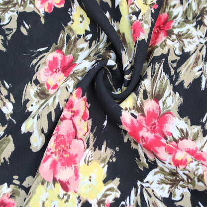 P-2717-504-BLACK-WATERMELON - PRINTED WOOL DOBBY 100% POLYESTER