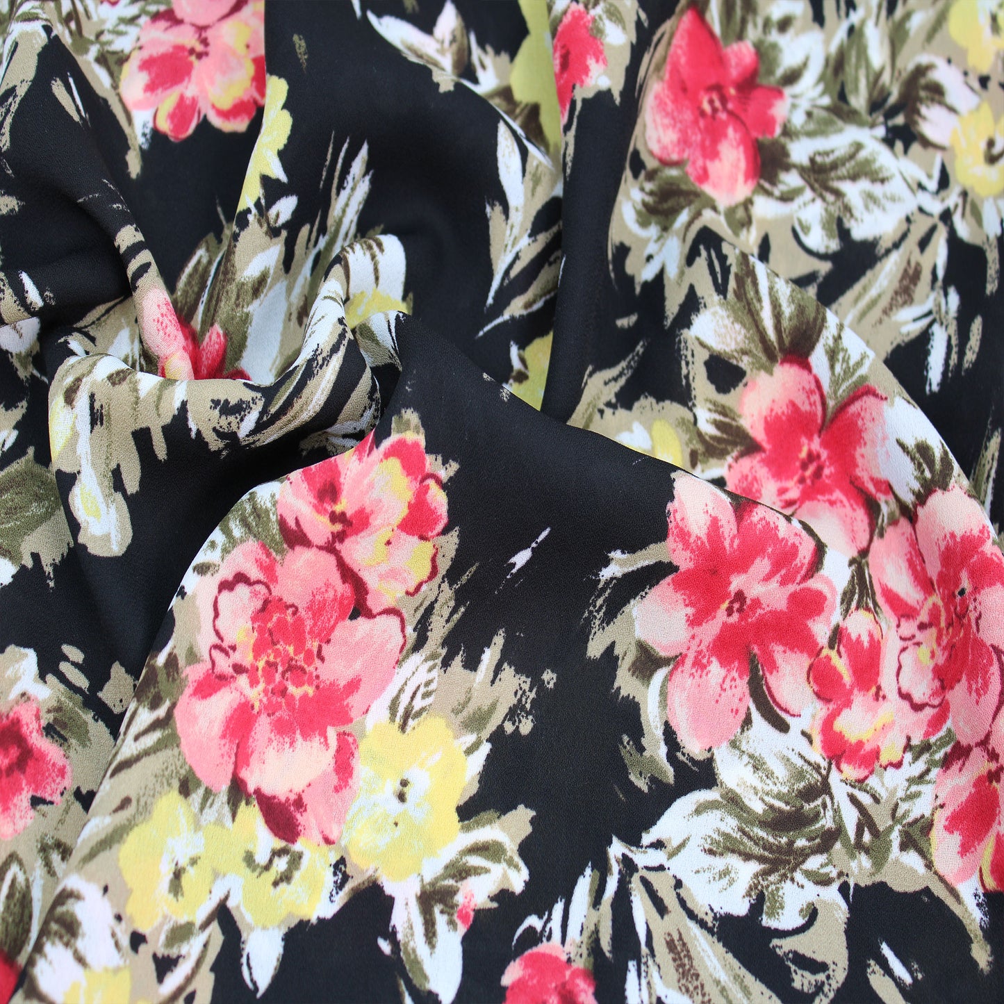 P-2717-504-BLACK-WATERMELON - PRINTED WOOL DOBBY 100% POLYESTER