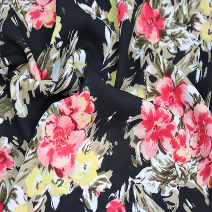 P-2717-504-BLACK-WATERMELON - PRINTED WOOL DOBBY 100% POLYESTER
