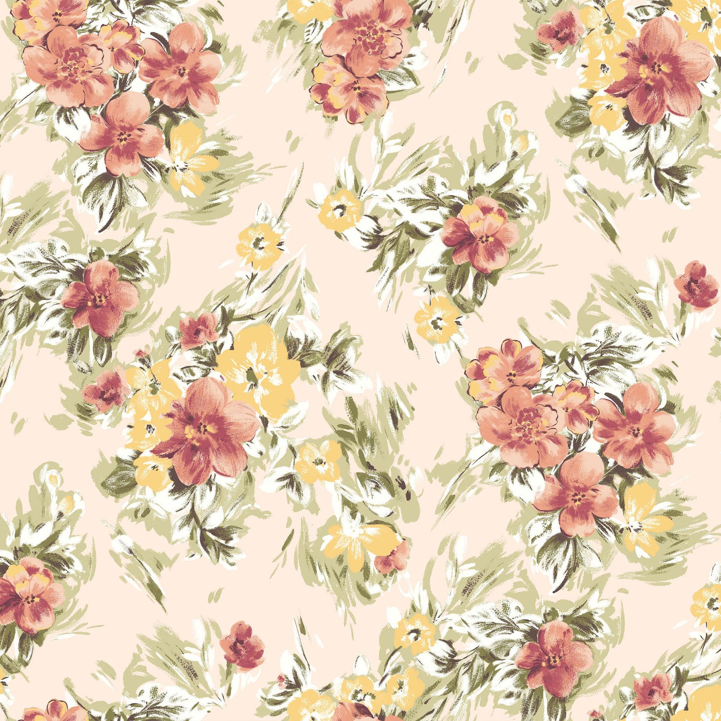 P-2717-504-CHAMPAGNE-CORAL - PRINTED WOOL DOBBY 100% POLYESTER