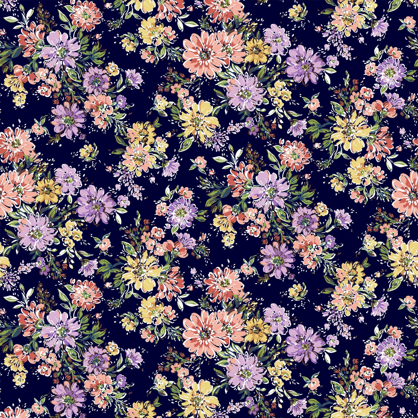 P-2720-504-NAVY-PEACH - PRINTED WOOL DOBBY 100% POLYESTER