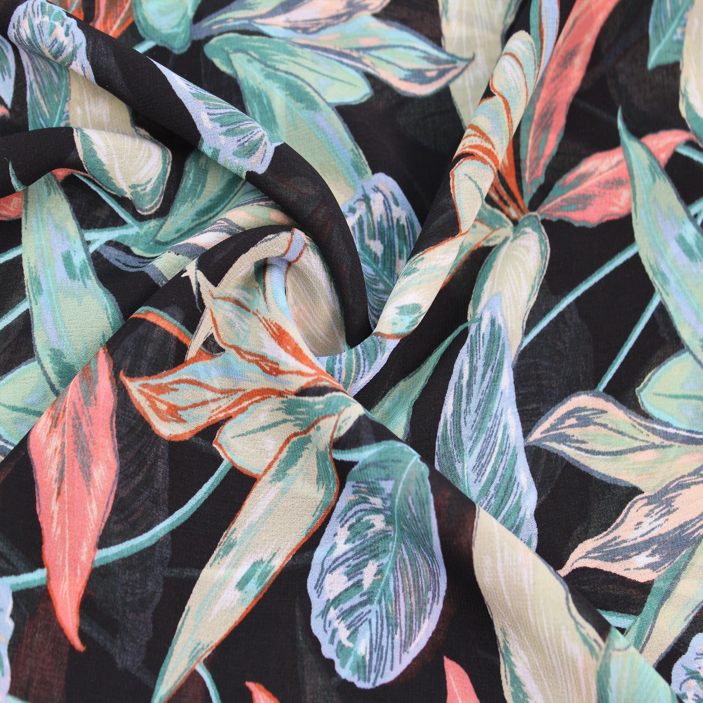P-2728-501-BLACK-GREEN - PRINTED 100% POLYESTER HI MULTI CHIFFON WASH