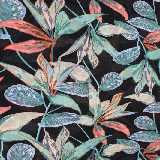 P-2728-501-BLACK-GREEN - PRINTED 100% POLYESTER HI MULTI CHIFFON WASH