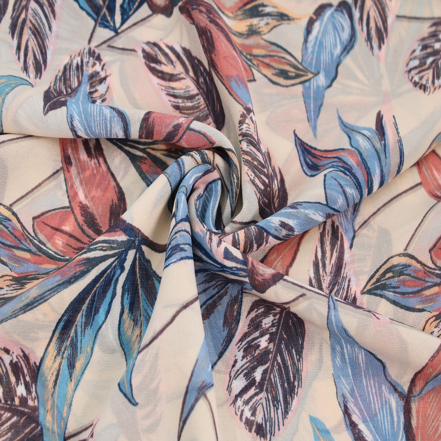 P-2728-501-TAN-BLUE - PRINTED 100% POLYESTER HI MULTI CHIFFON WASH