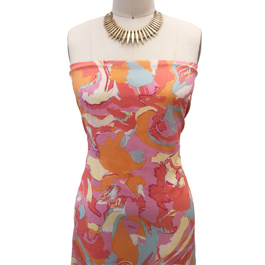 P-2743-754-PINK-CORAL - PRINTED POLY MOROCCAN 100% POLY
